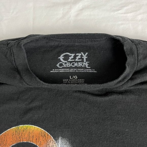 Vintage Ozzy Osbourne T-Shirt Men's Size L Black Crew Neck Snake Graphic Cotton - Picture 3 of 5